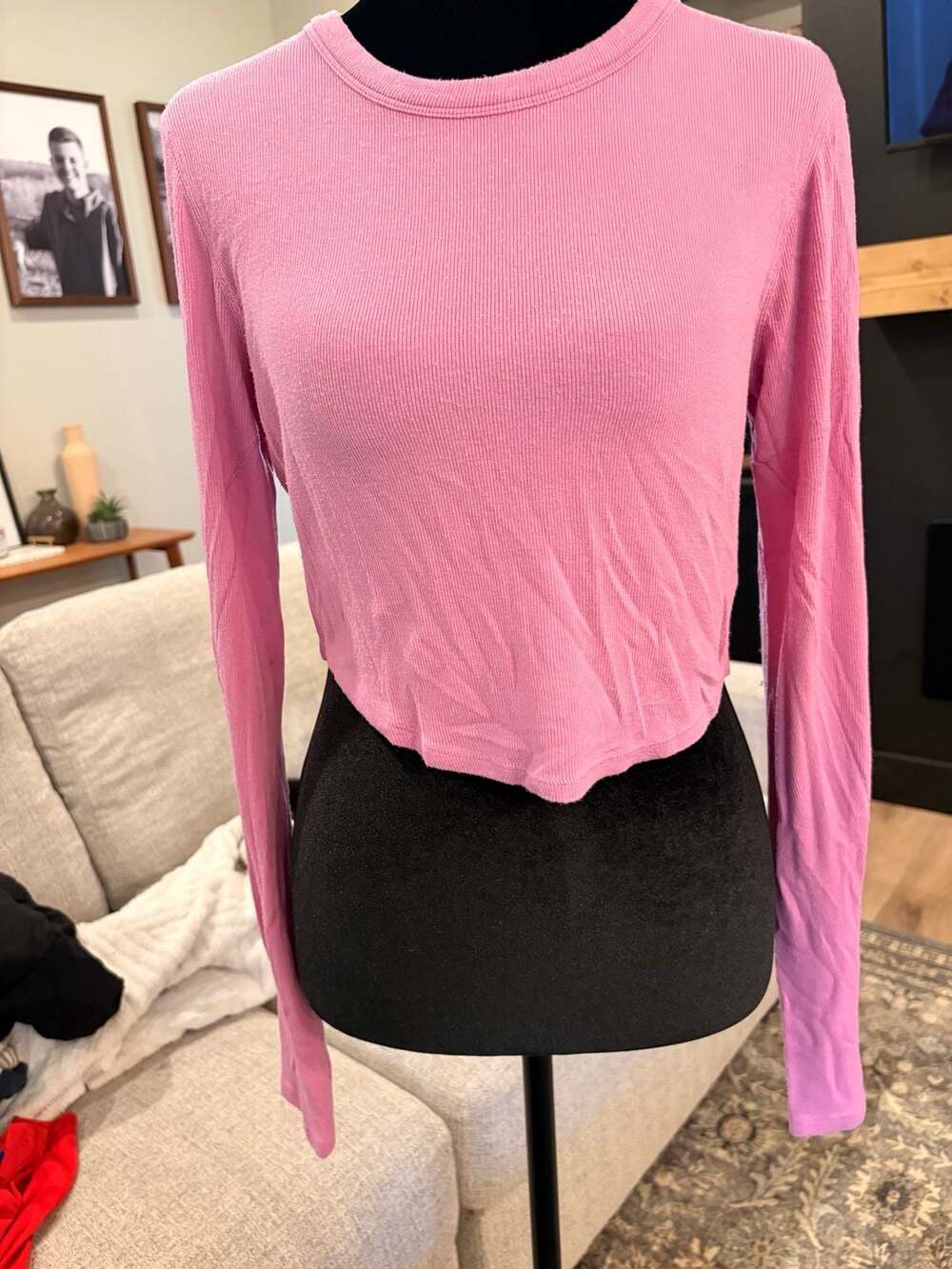 Lululemon Pink Ribbed Long Sleeve Crop Top Size 10